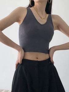 Ribbed Sculpt Tank Grey