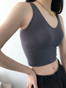 Ribbed Sculpt Tank Grey