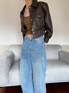 Chic Biker Jacket Brown