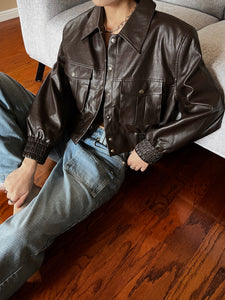 Chic Biker Jacket Brown