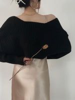 Load image into Gallery viewer, Shoulder Wrap Cardigan Black
