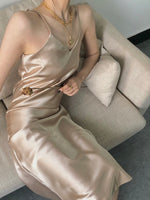 Load image into Gallery viewer, Satin Slip Dress Champagne
