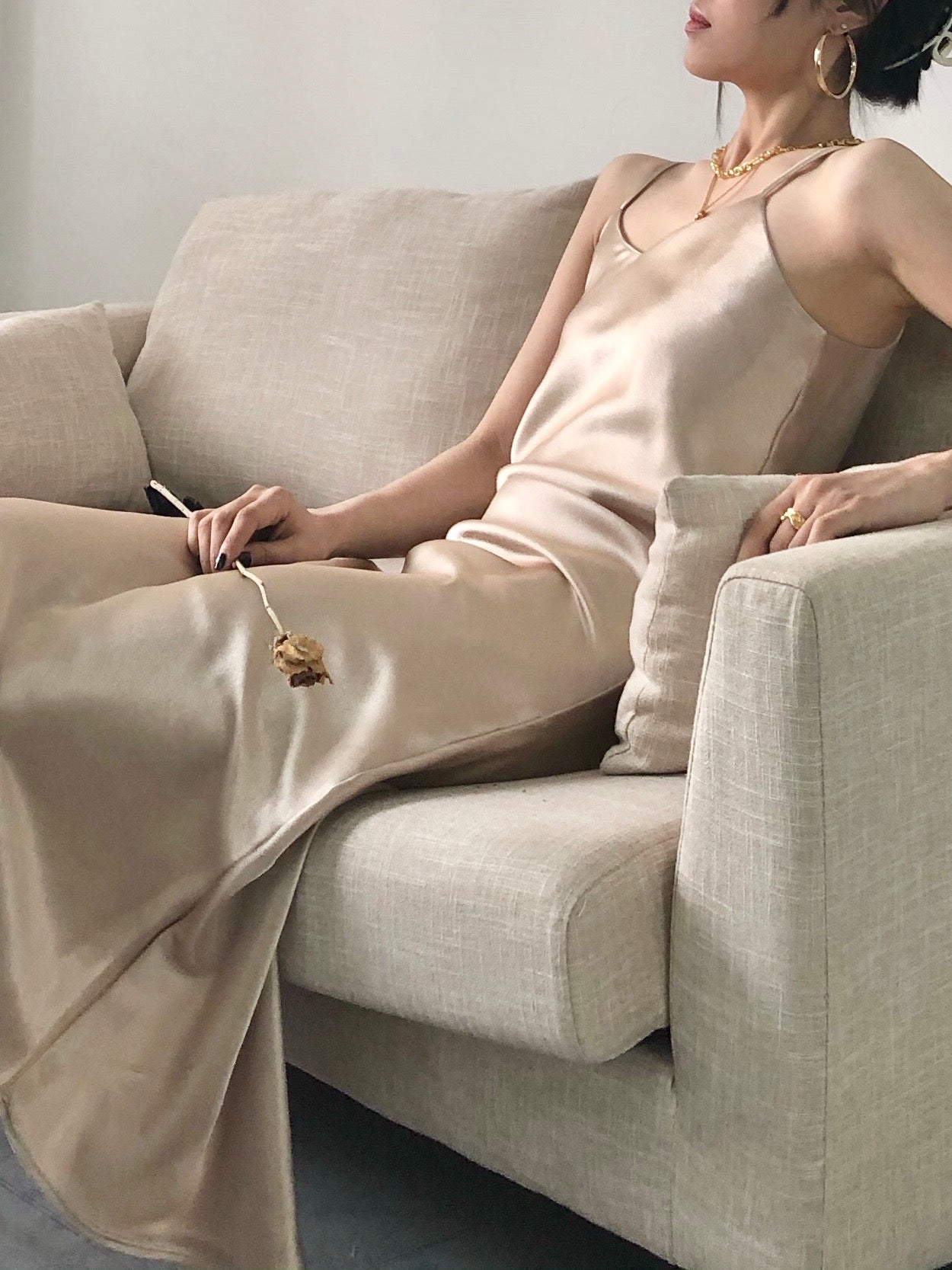 Satin Slip Dress Champagne