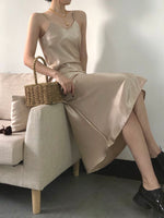 Load image into Gallery viewer, Satin Slip Dress Champagne
