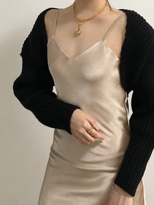 Shoulder Wrap Cardigan Black