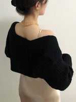 Load image into Gallery viewer, Shoulder Wrap Cardigan Black

