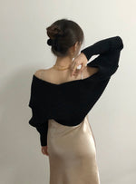 Load image into Gallery viewer, Shoulder Wrap Cardigan Black
