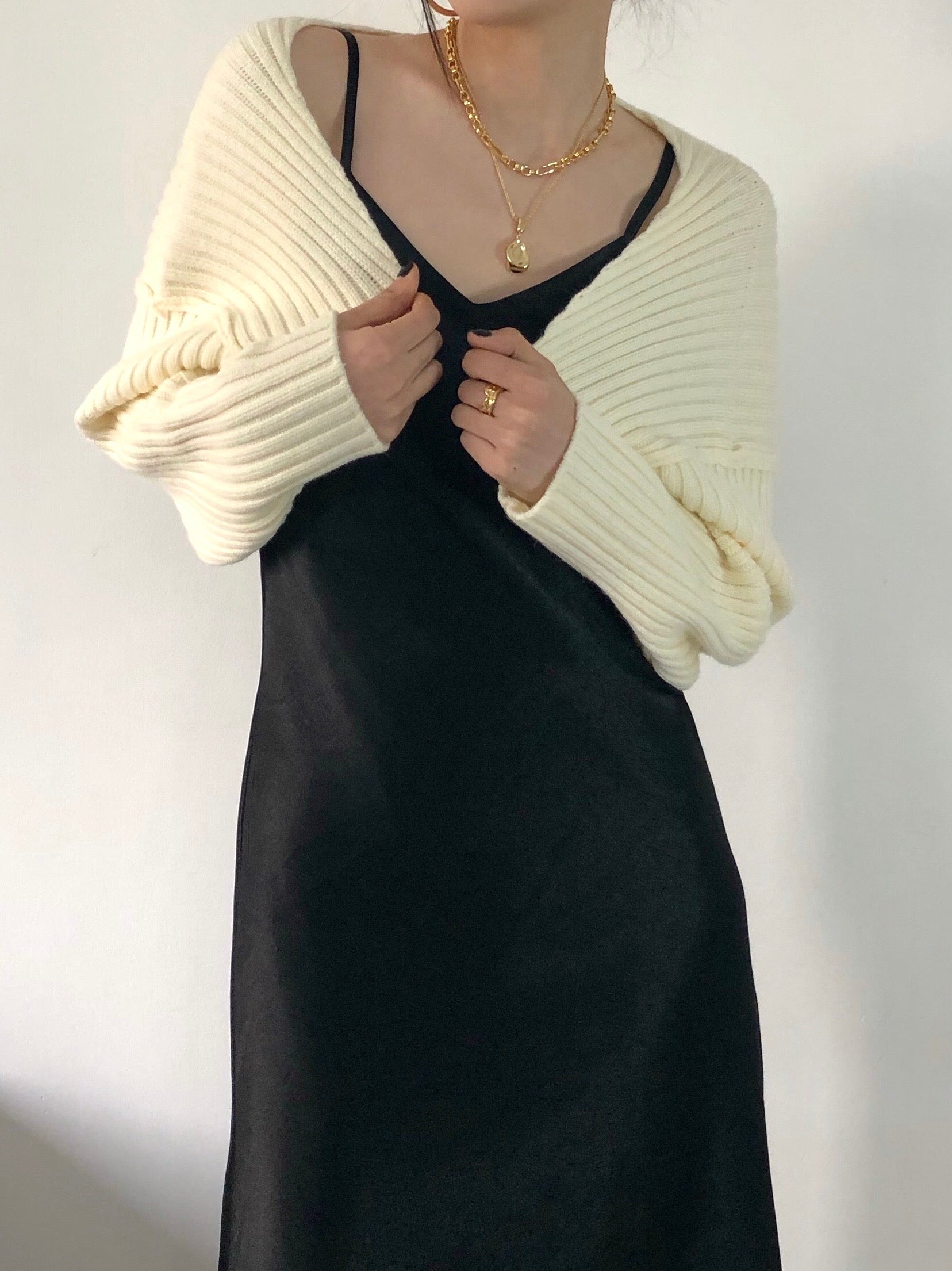 Shoulder Wrap Cardigan Cream