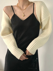 Shoulder Wrap Cardigan Cream