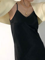 Load image into Gallery viewer, Satin Slip Dress Black
