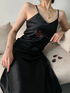 Satin Slip Dress Black