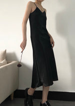 Load image into Gallery viewer, Satin Slip Dress Black
