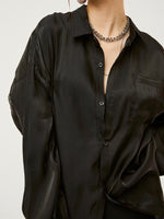 Load image into Gallery viewer, Classy Satin Blouse Black
