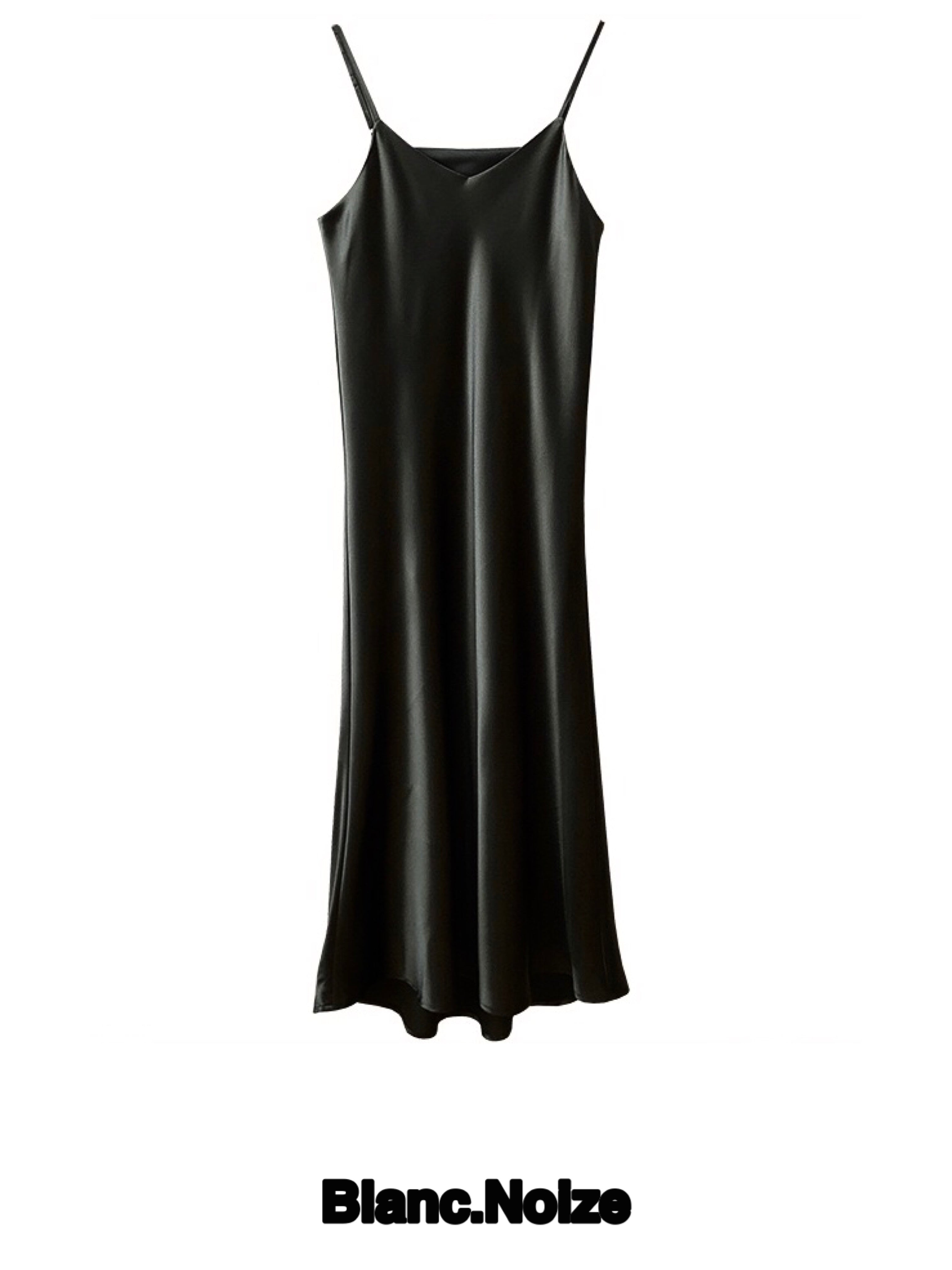 Satin Slip Dress Black