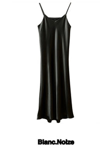 Satin Slip Dress Black