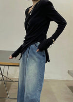 Load image into Gallery viewer, Non-Symmetric Long Sleeve Black
