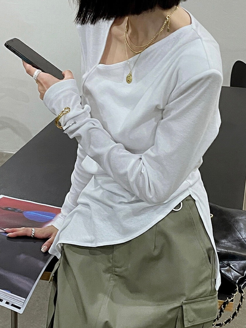 Non-Symmetric Long Sleeve White