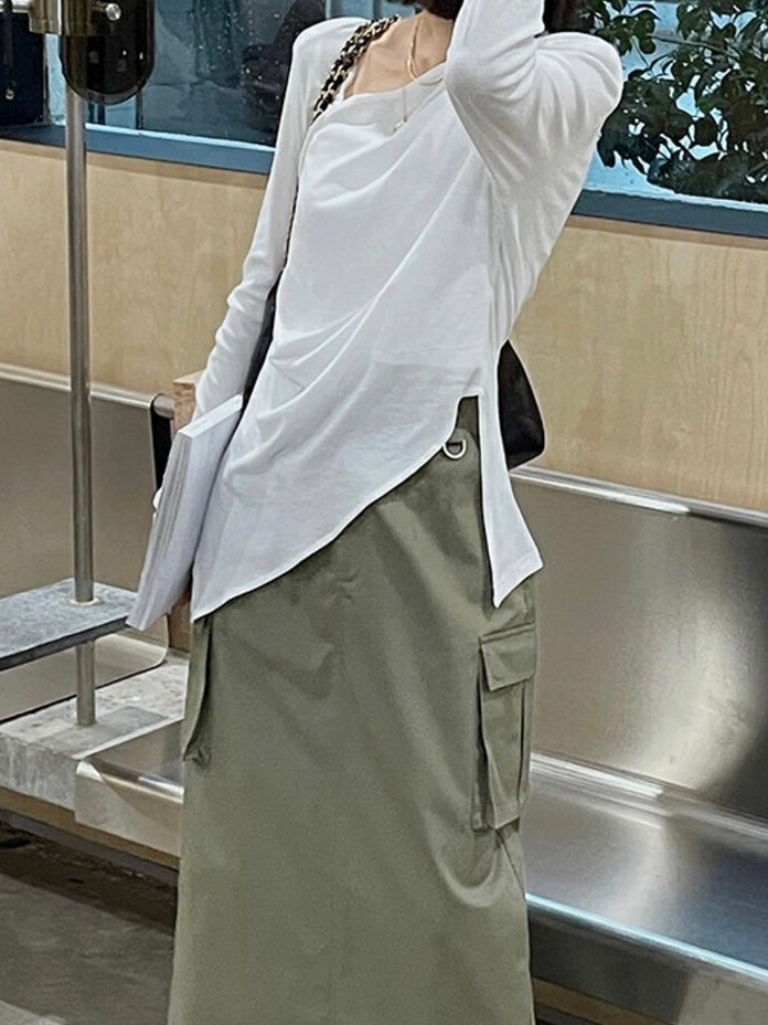 Non-Symmetric Long Sleeve White