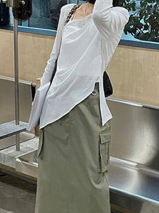 Non-Symmetric Long Sleeve White