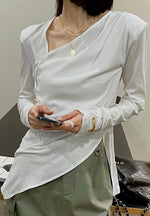 Load image into Gallery viewer, Non-Symmetric Long Sleeve White

