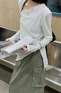 Non-Symmetric Long Sleeve White