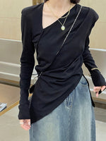 Load image into Gallery viewer, Non-Symmetric Long Sleeve Black
