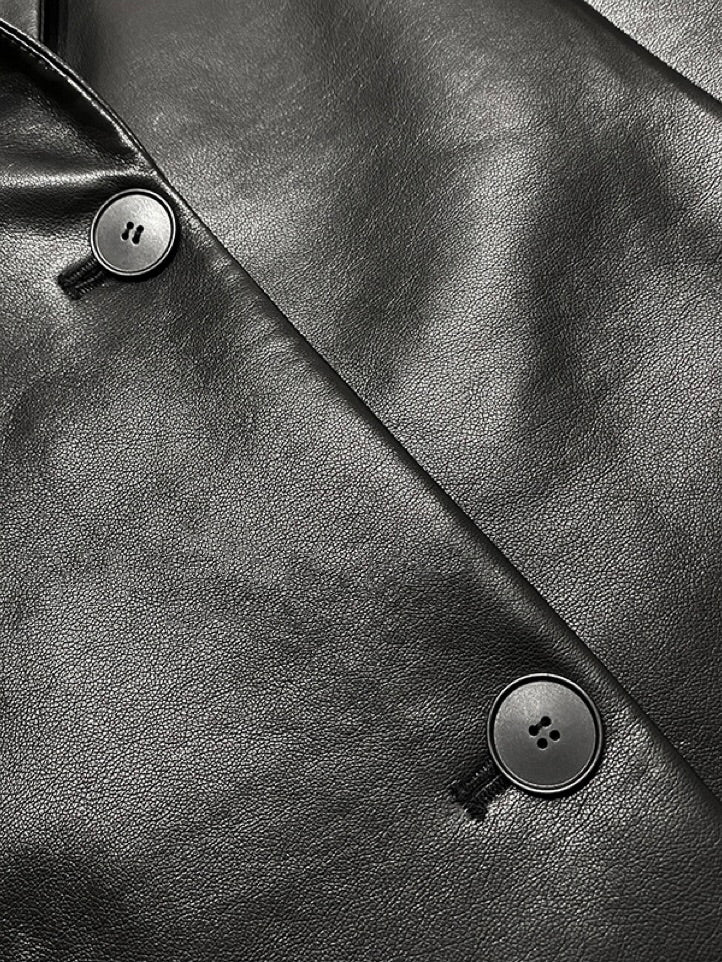 Vegan Leather Blazer Black
