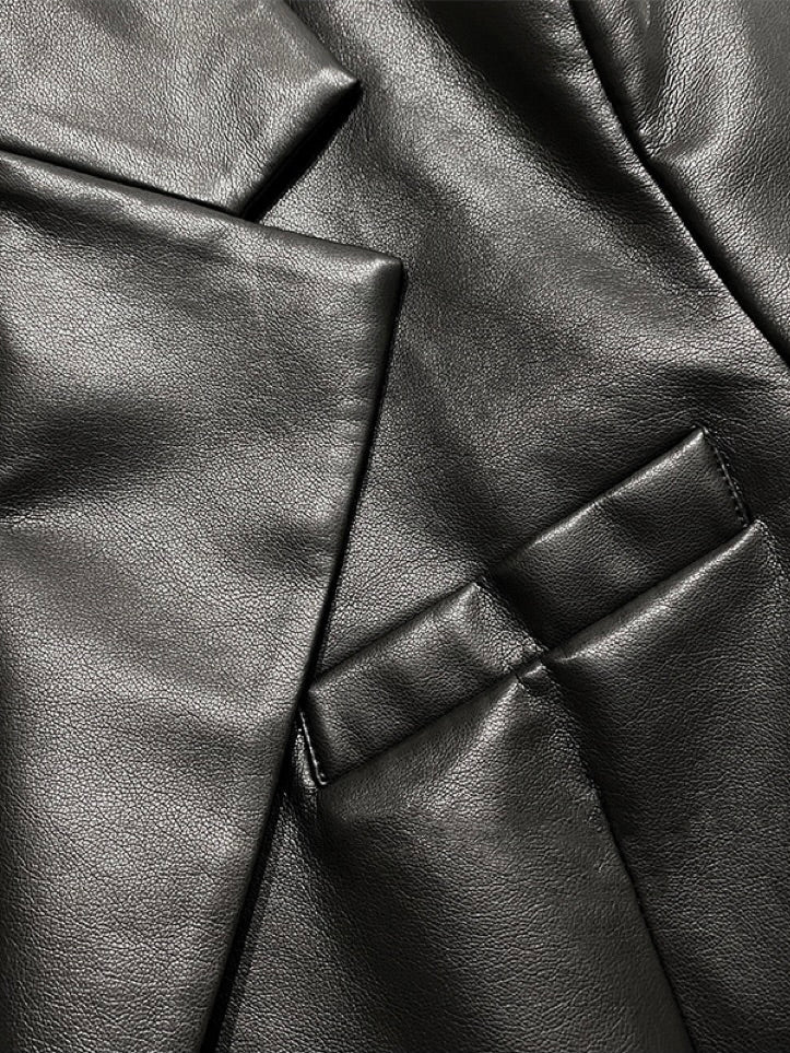 Vegan Leather Blazer Black