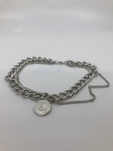 Coin Layered Collar Bone Chain Silver