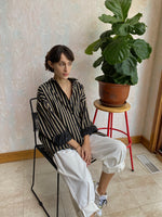 Load image into Gallery viewer, Pin-Stripe Button Up Black/Gold
