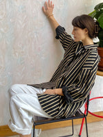 Load image into Gallery viewer, Pin-Stripe Button Up Black/Gold
