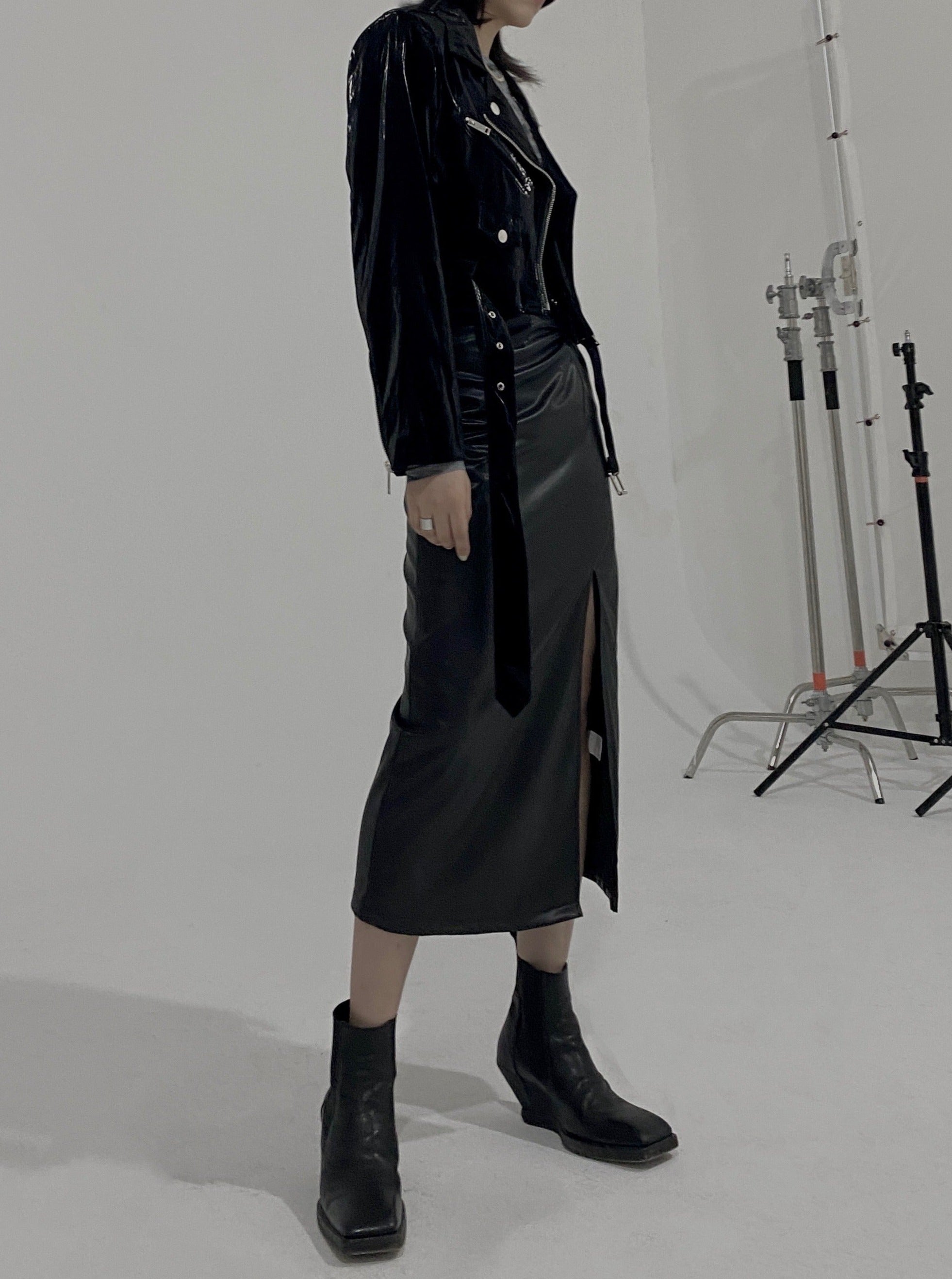 Dakota Leather Skirt Black