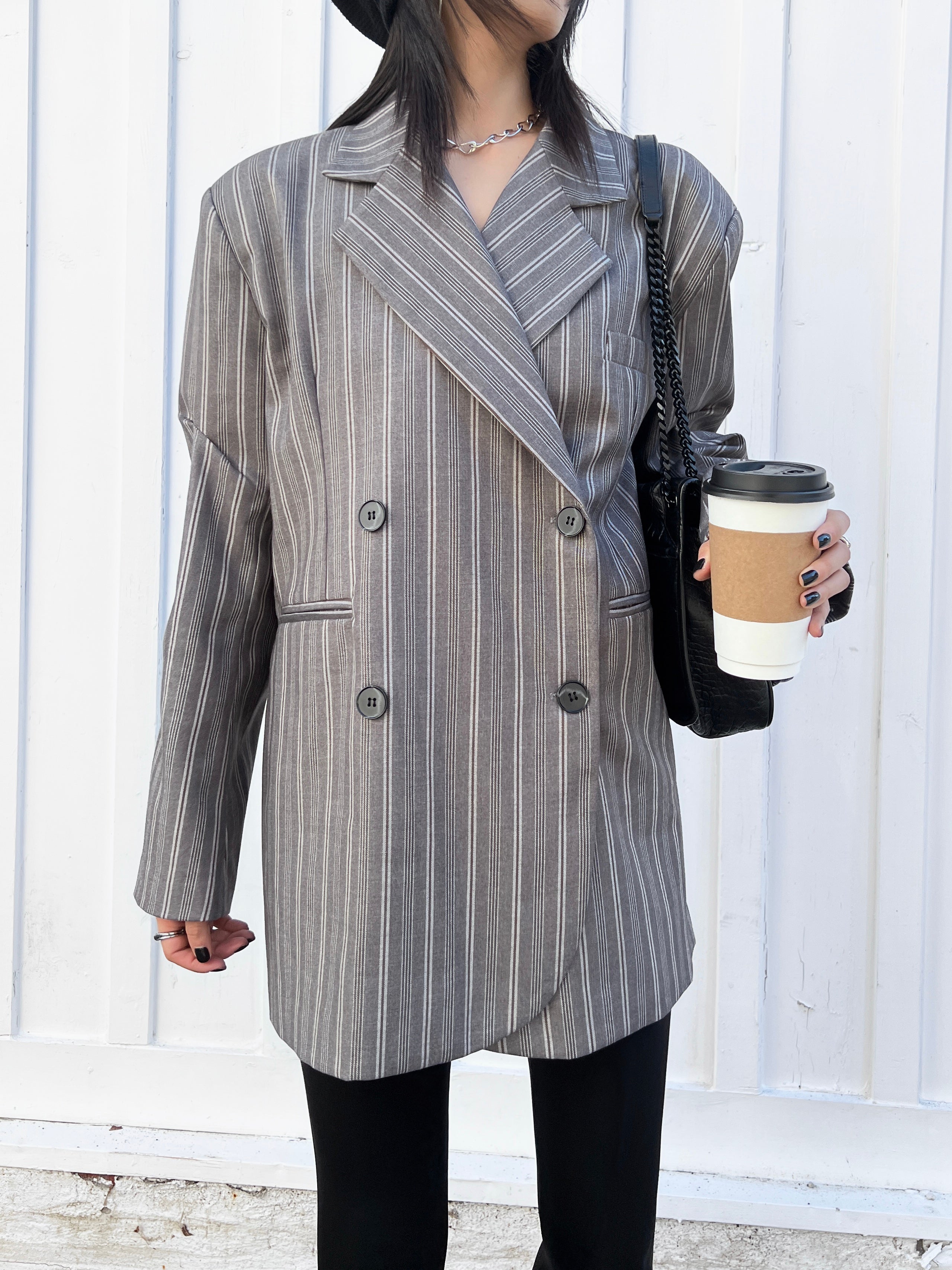 Fayette Blazer Grey Stripe